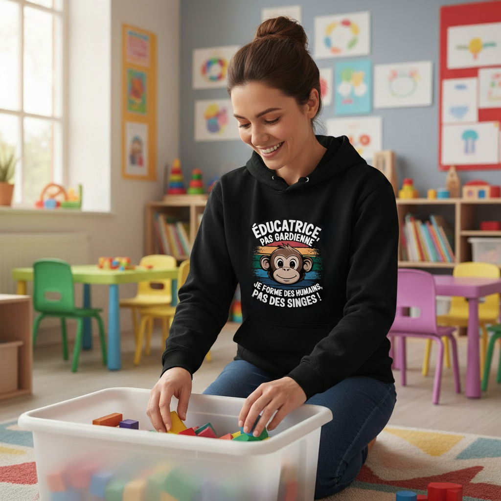 C-Hoodie - Éducatrice pas gardienne, ton kid n'est pas un singe!